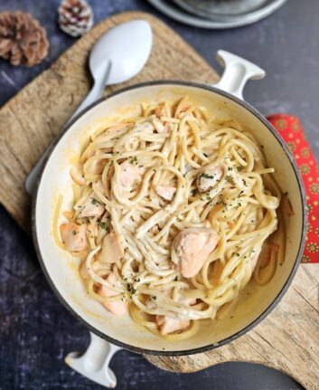 Pavés de truite et pâtes sauce crémeuse