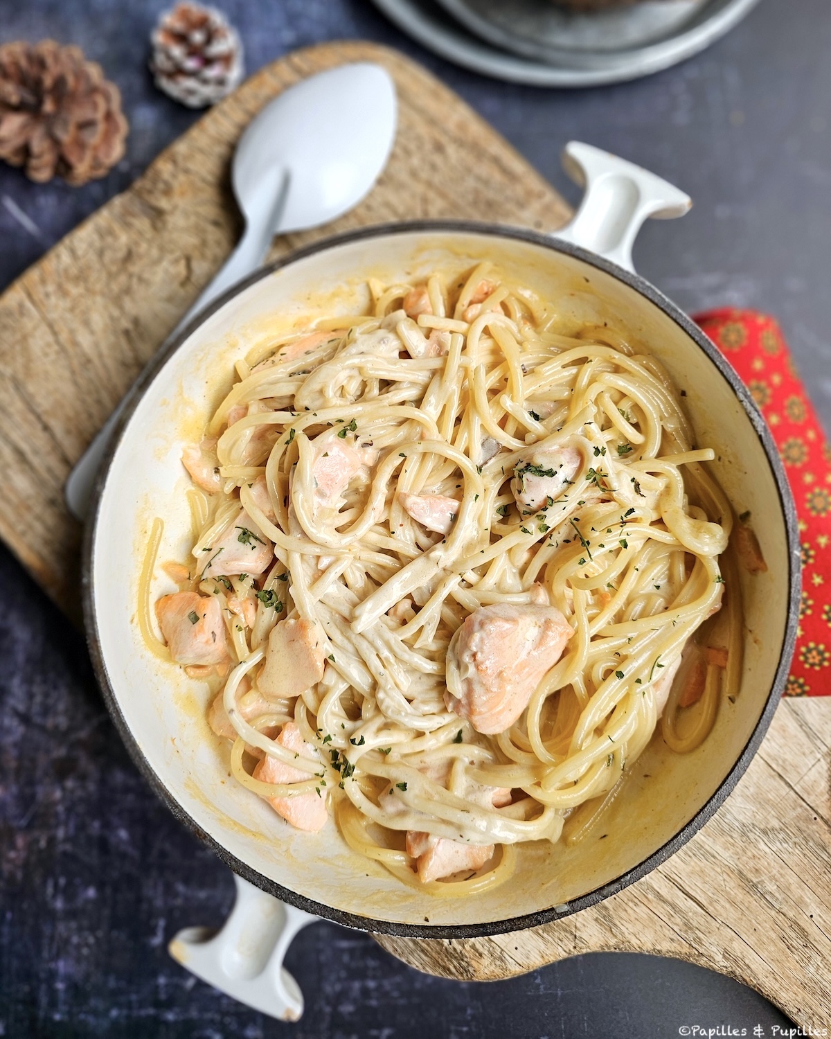 Pavés de truite et pâtes sauce crémeuse