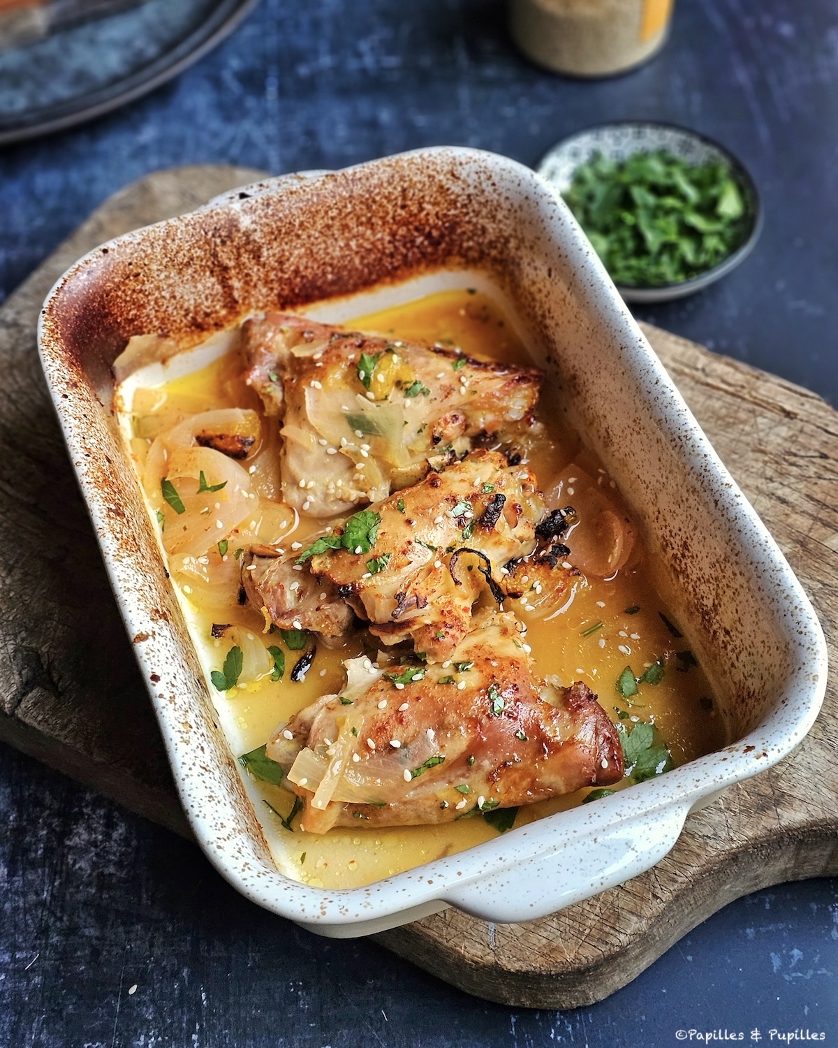 Hauts de cuisse, orange, oignons