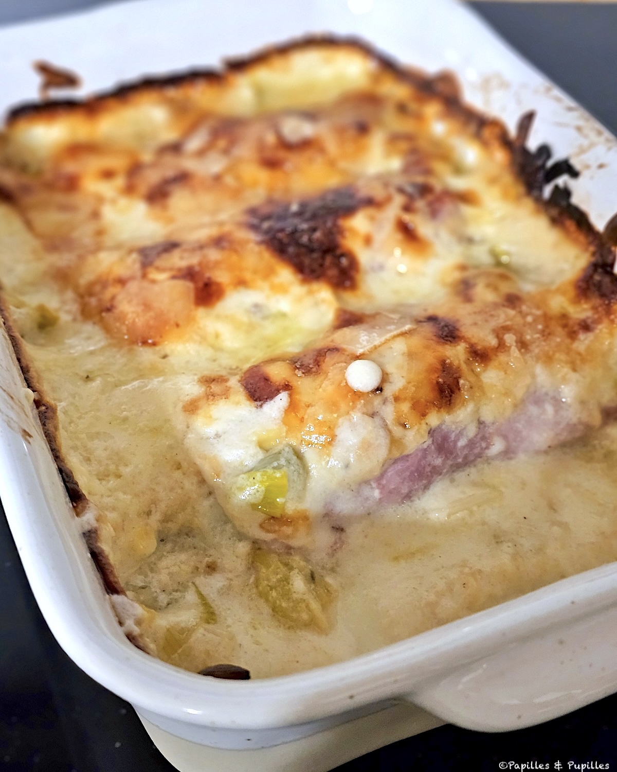 Roulé de jambon aux poireaux