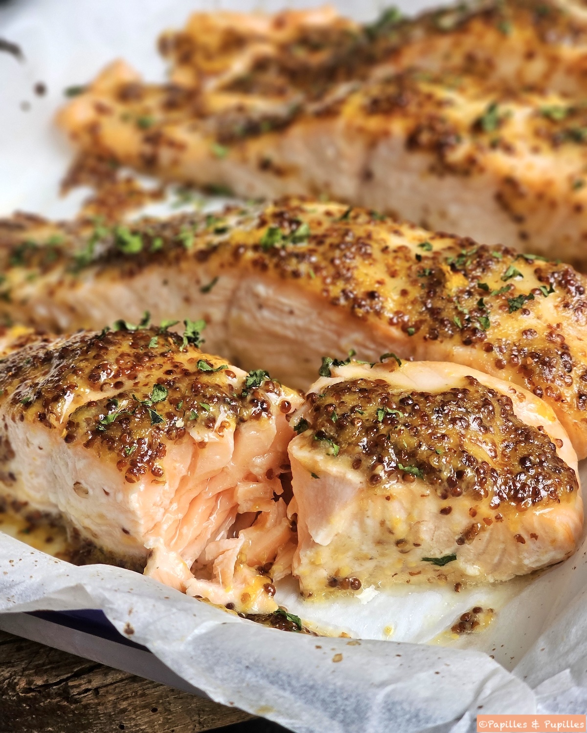 Saumon au four miel et moutarde ©Papilles et Pupilles