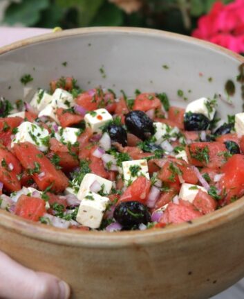 Salade de pastèque feta olives