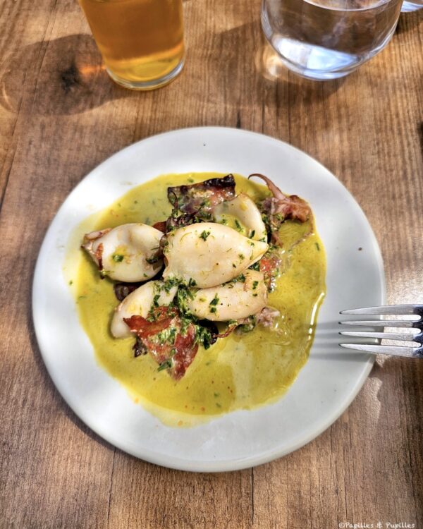 Chipirons à la plancha, chorizo basque