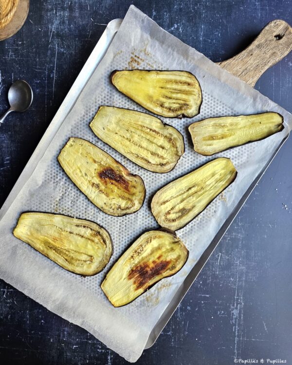 Lamelles d'aubergines cuites