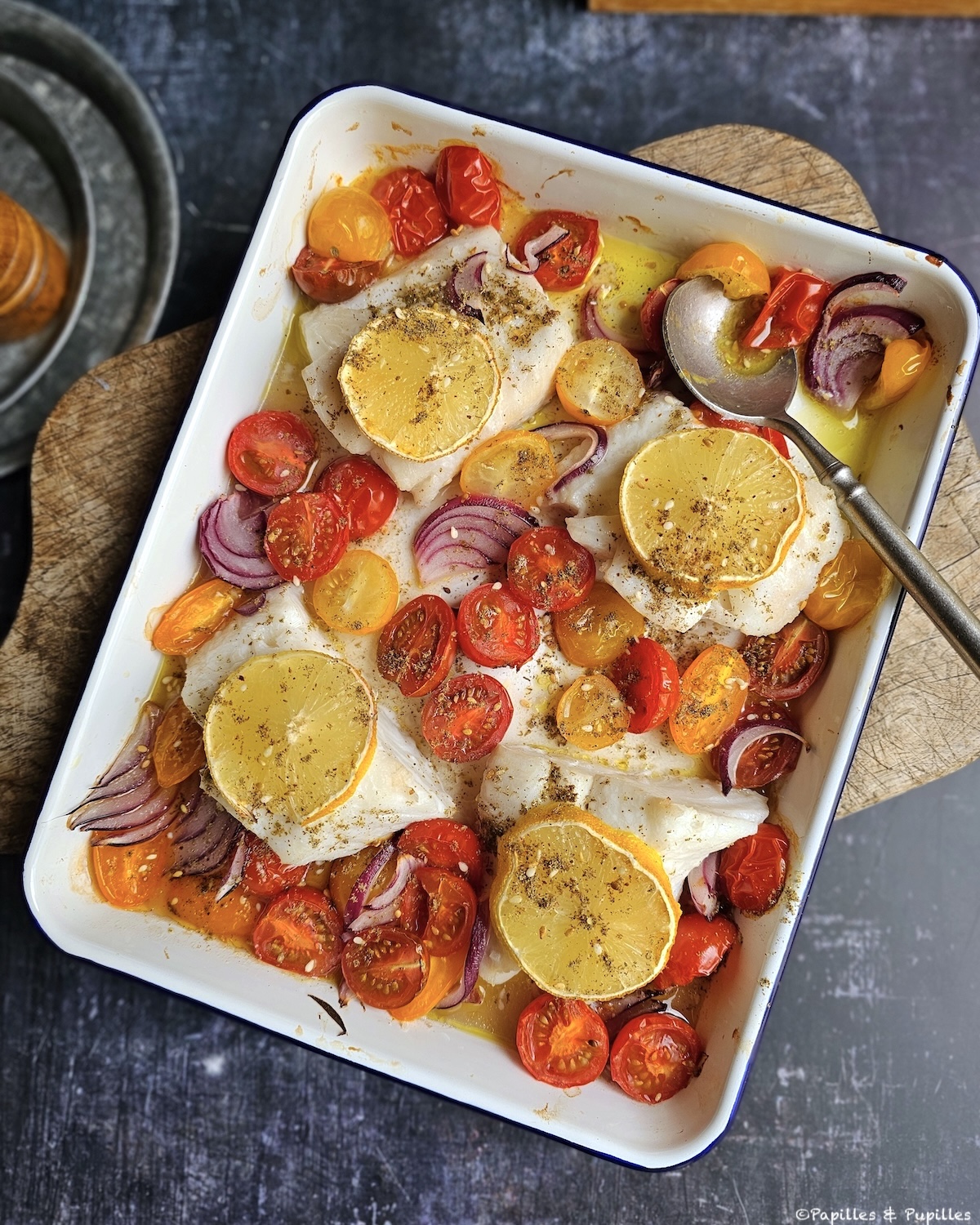 Dos de cabillaud au four, citron et zaatar