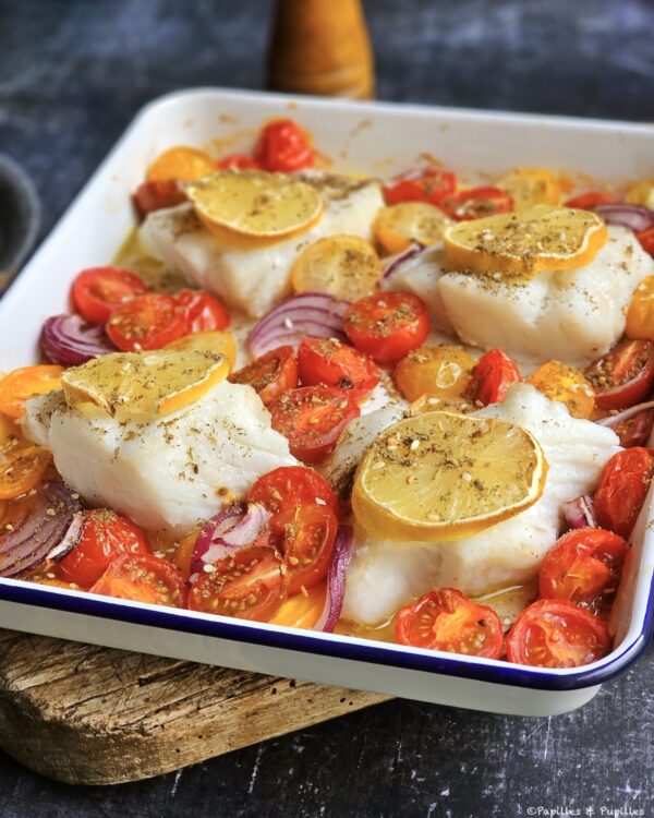 Dos de cabillaud au four, citron et zaatar