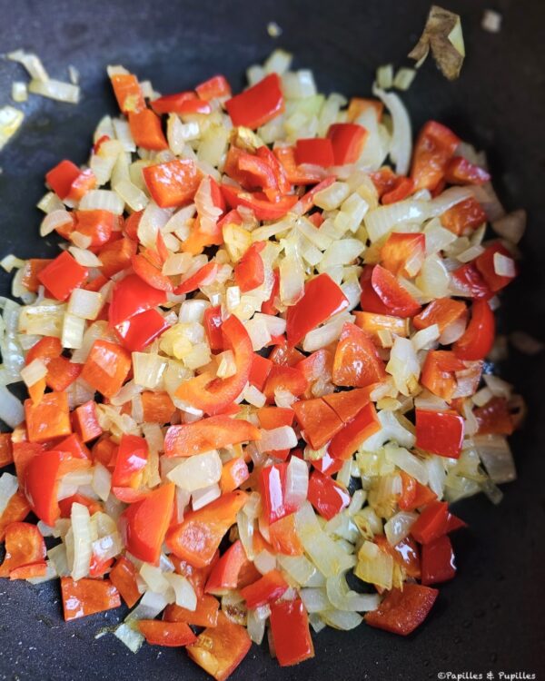 Oignons et poivrons précuits