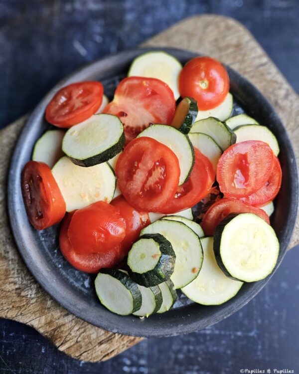 Rondelles de tomates et courgettes