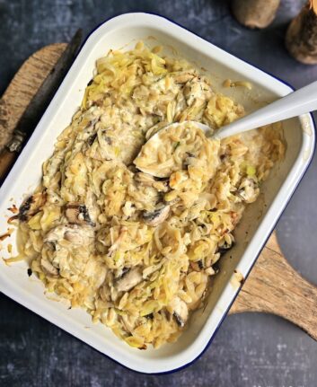 One pot orzo, poireaux, champignons & fromage ail & fines herbes