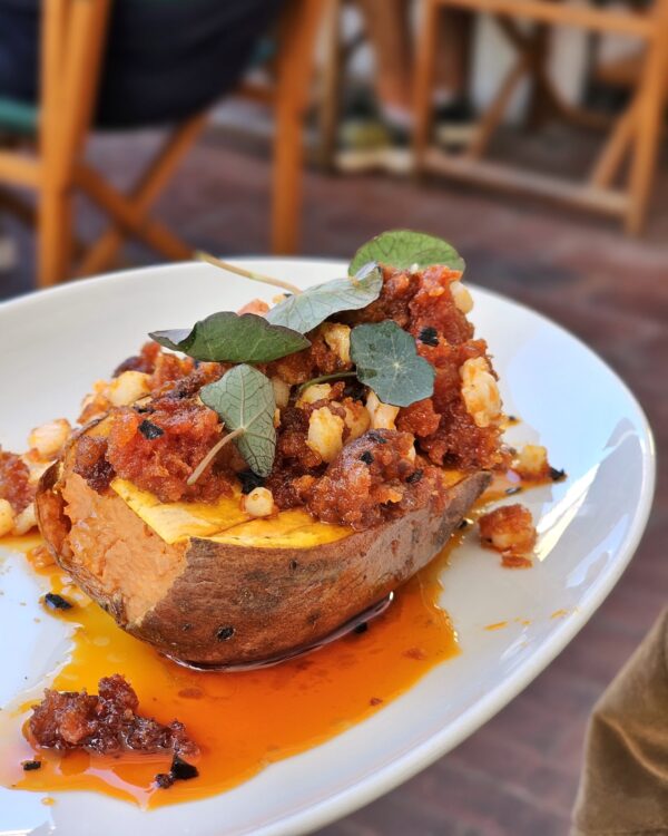 Patate douce, poulpe, soubressade