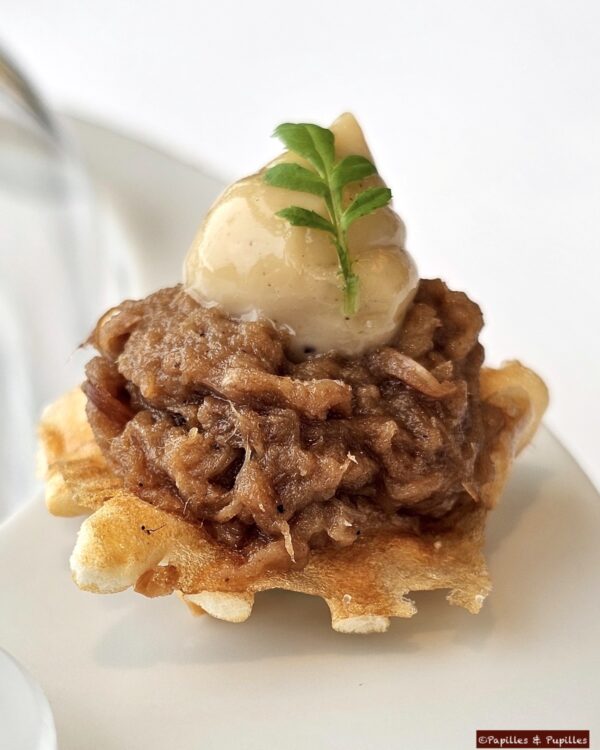 artelette d’effiloché de lapin confit au Sauternes, mayonnaise à la sarriette