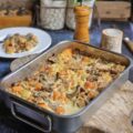Gratin de butternut, champignons et poireaux