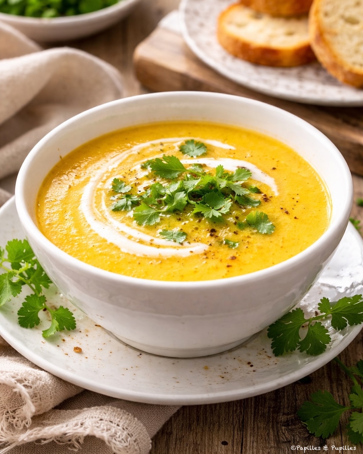 Velouté de carottes, panais et poireau au curry