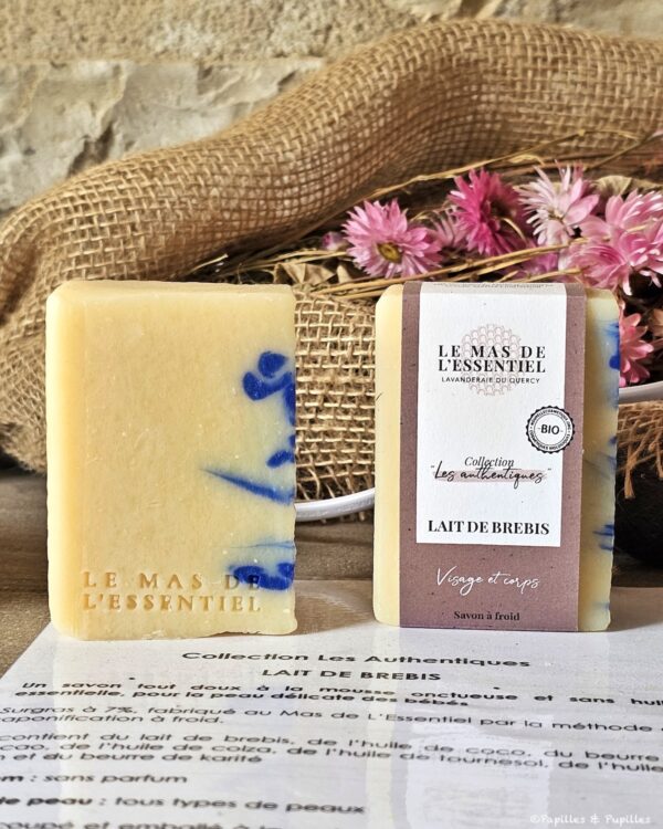 Savon artisanal au lait de brebis du Mas de l’Essentiel pour le visage et le corps