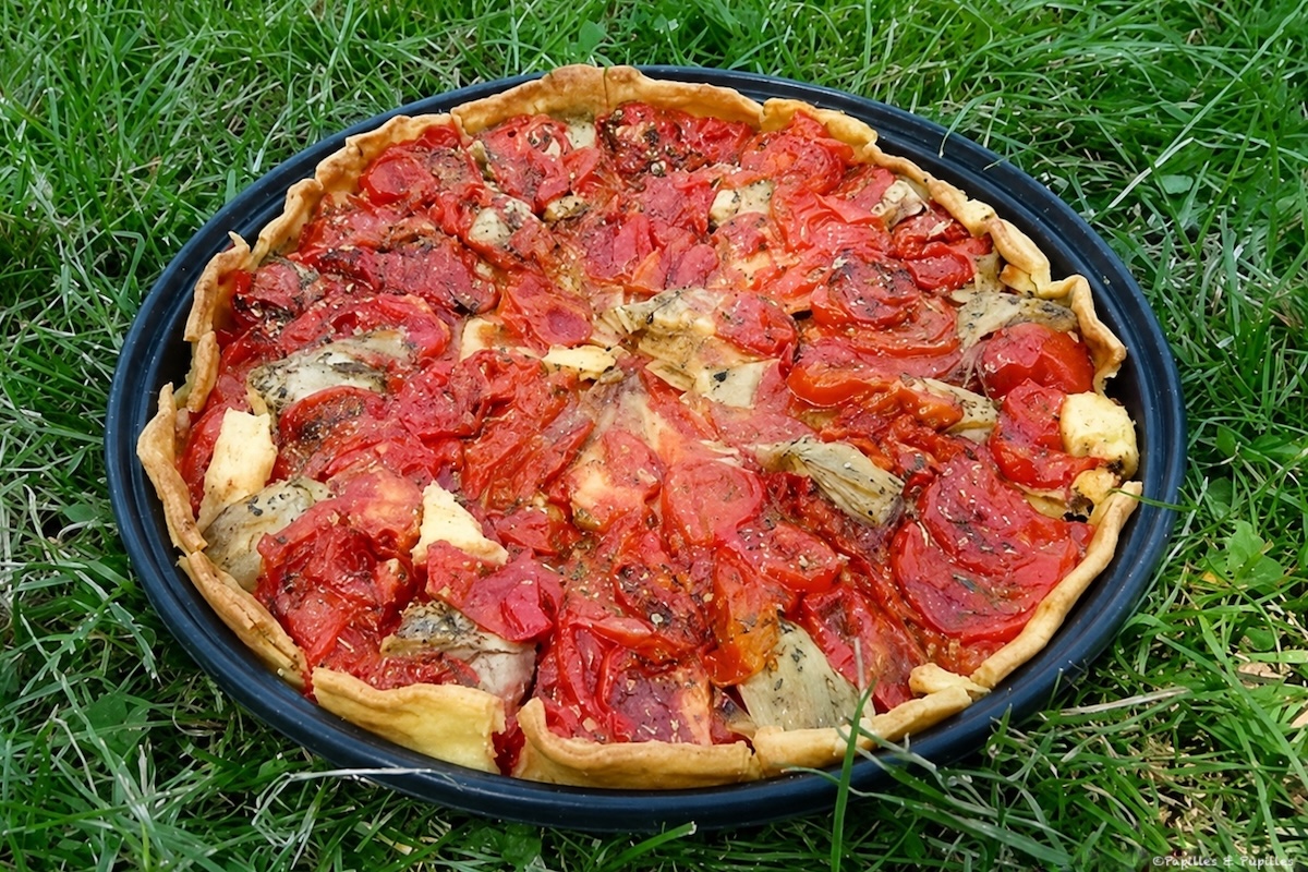 Tarte tomates artichauts confits