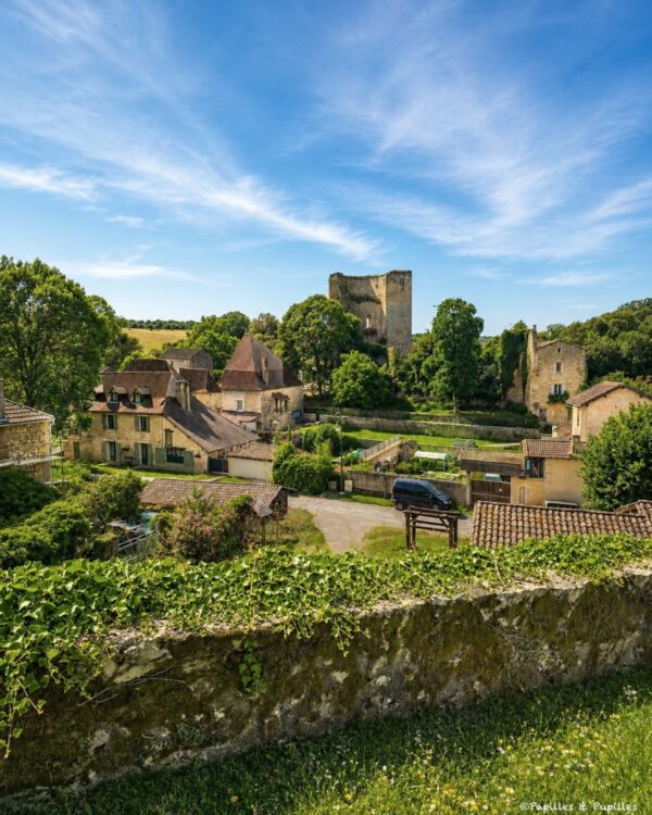 Panorama sur le village de Cause-de-Clérans et sa tour médiévale