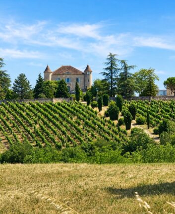 Château de Chambert entouré de vignes à Floressas dans le Lot